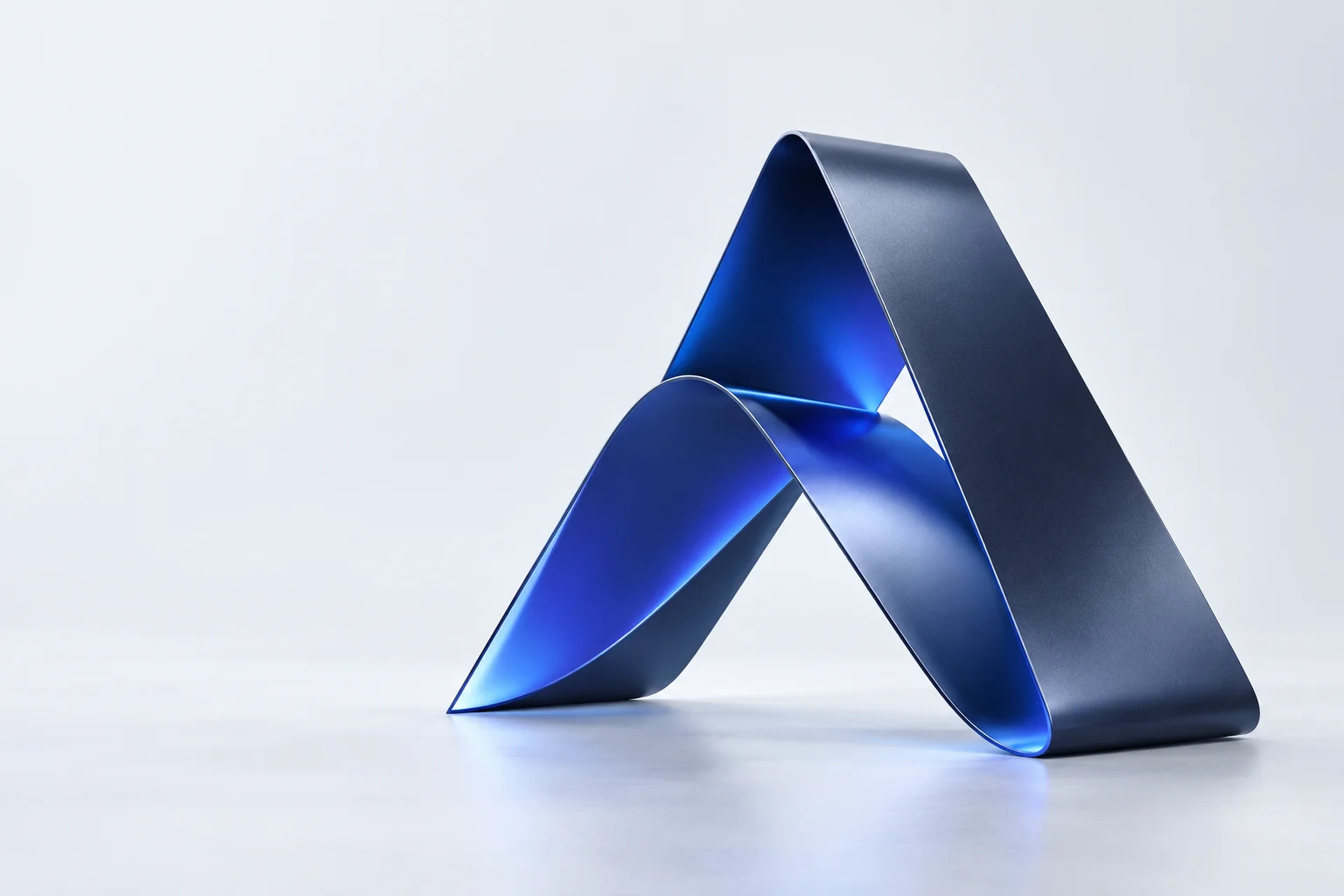 Abstract sculptural A in Ansen’s navy and blue colours