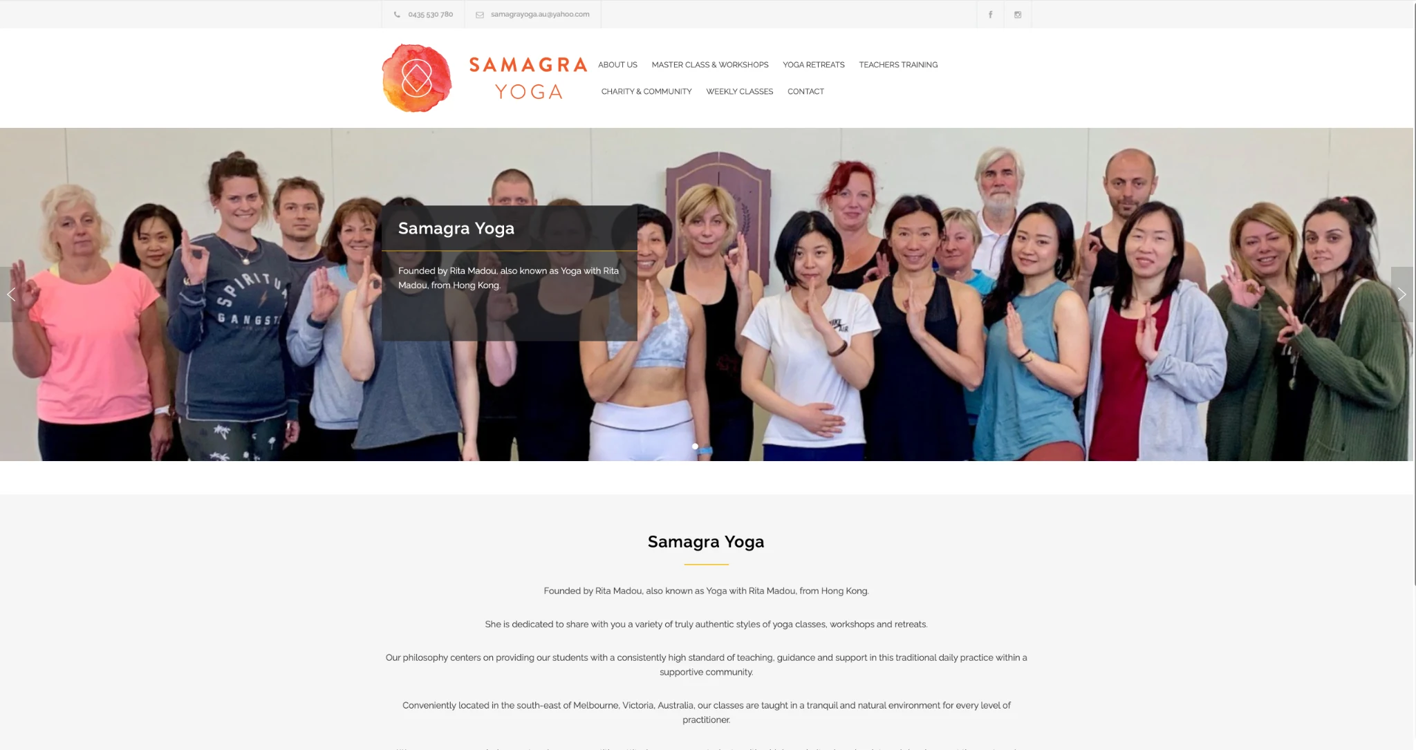 Samagra Yoga website homepage